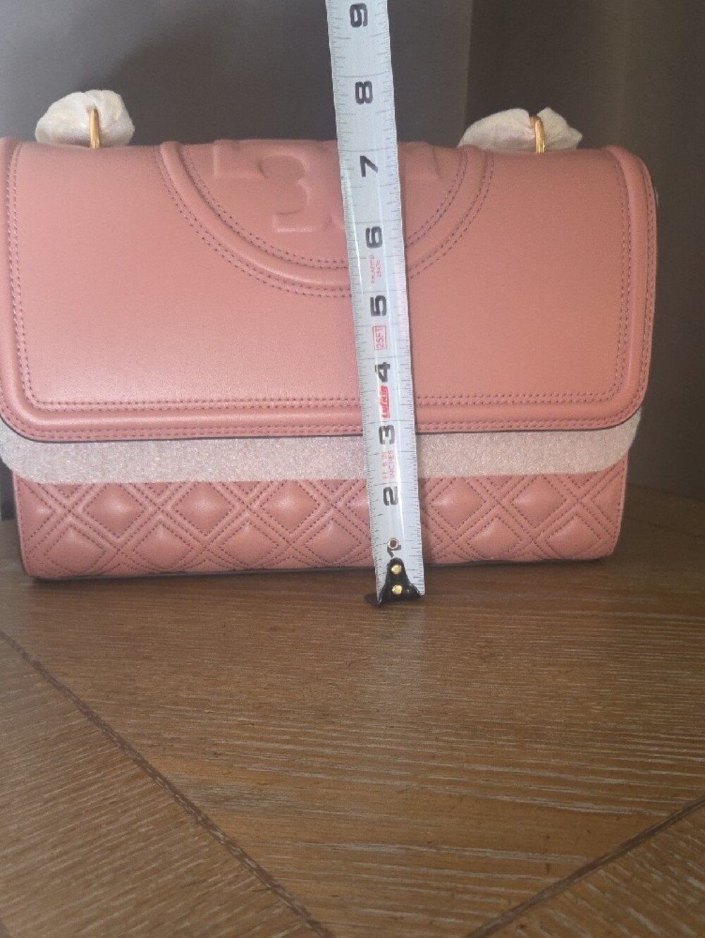 Tory Burch Blush Quilted Shoulder Bag with Logo Flap - Picture 5 of 7
